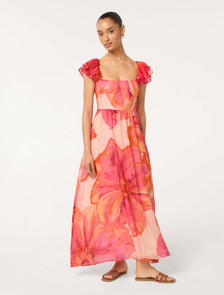 Darla Petite Flutter-Sleeve Midi Dress Florentin Floral