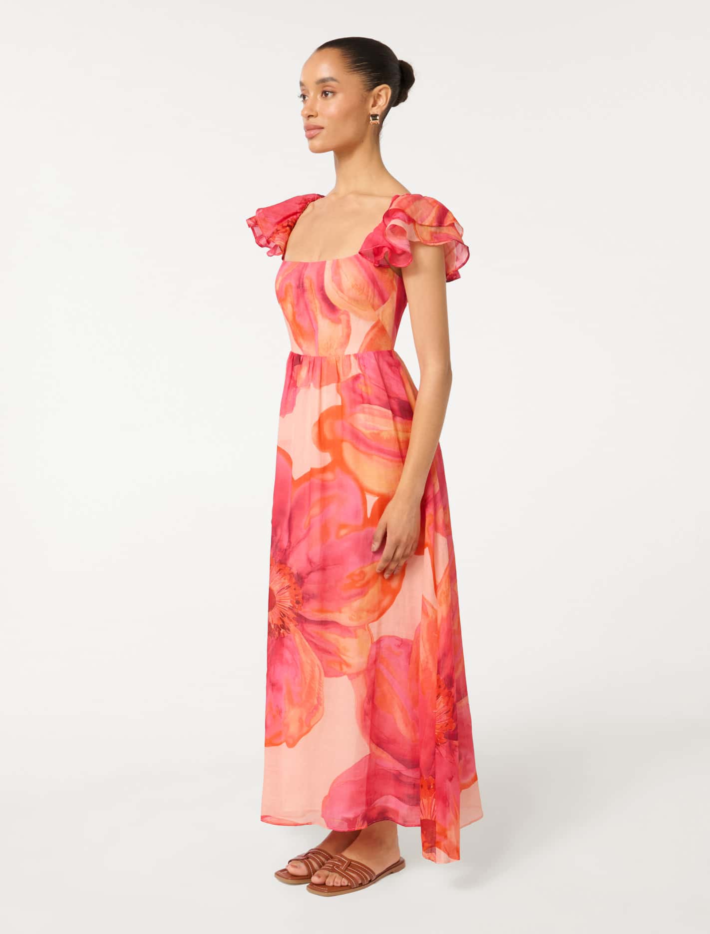 Darla Petite Flutter-Sleeve Midi Dress Florentin Floral