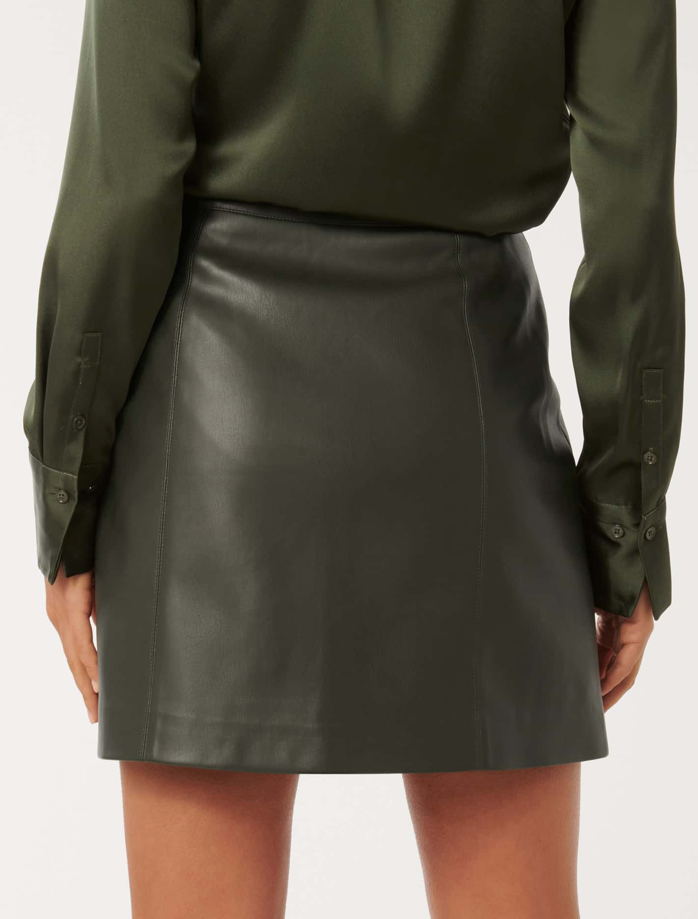 Eleni Vegan Leather Mini Skirt Deep Pine