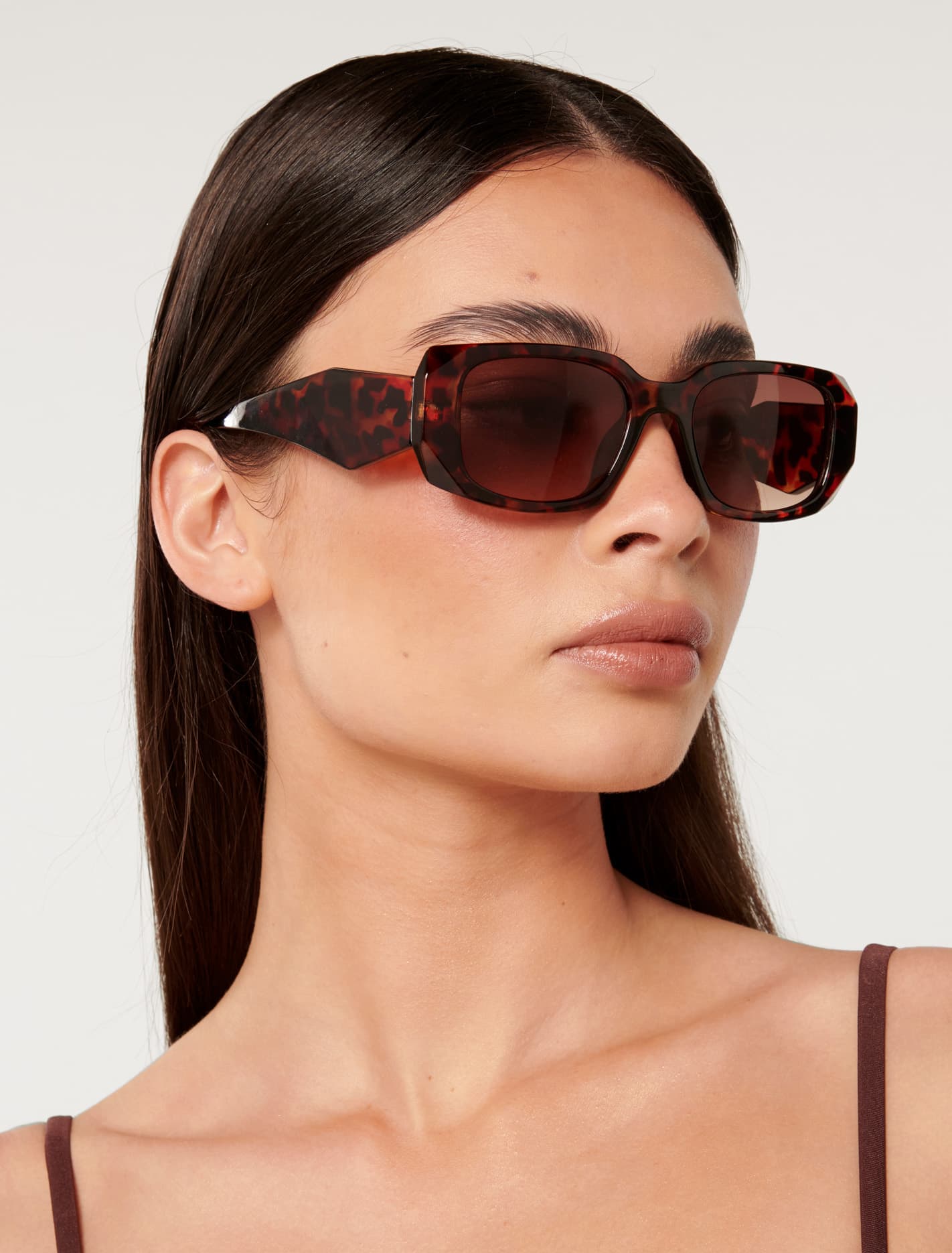 Rebecca Rectangular Sunglasses Dark Tort