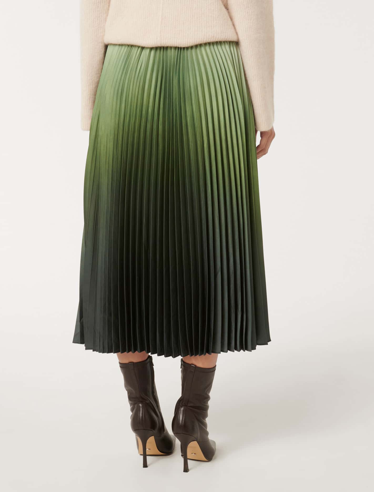 Evangeline Satin Pleated Maxi Sage Ombre