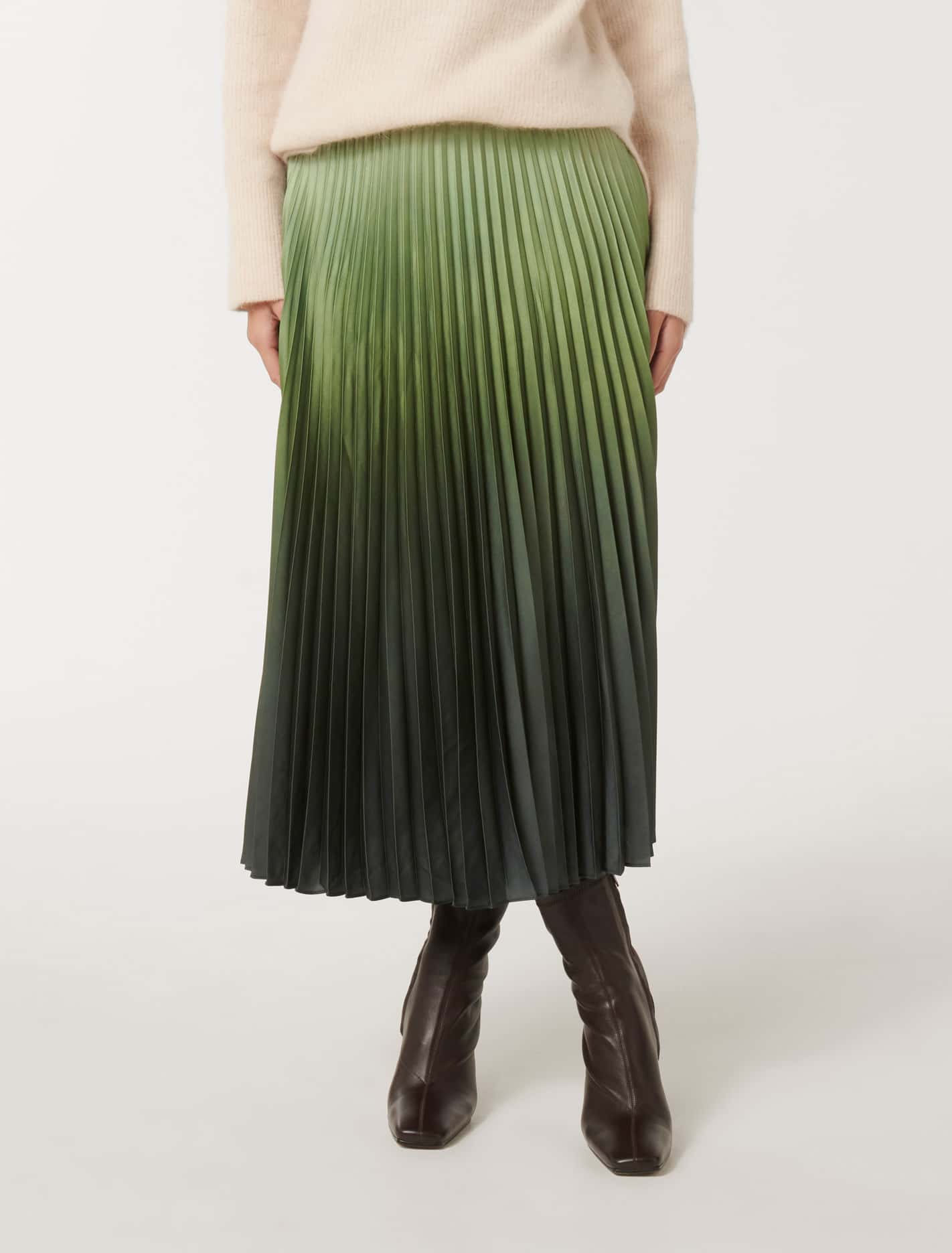 Evangeline Satin Pleated Maxi Sage Ombre