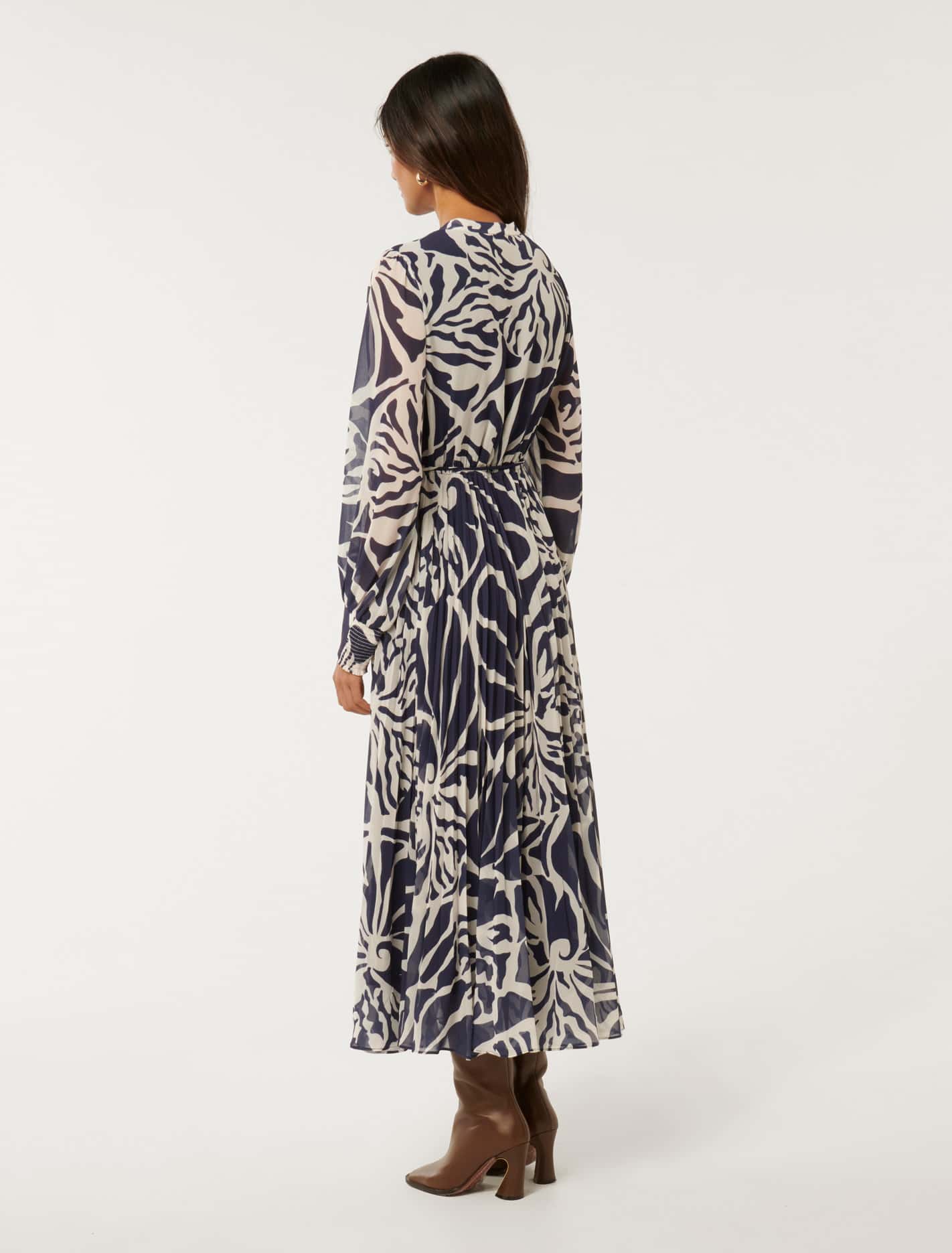 Saskia Petite Pleat Wrap Midi Navy Small Castile