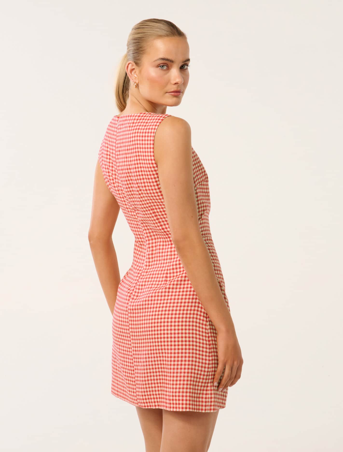 Arianna Linen Mini Dress Cherry Check
