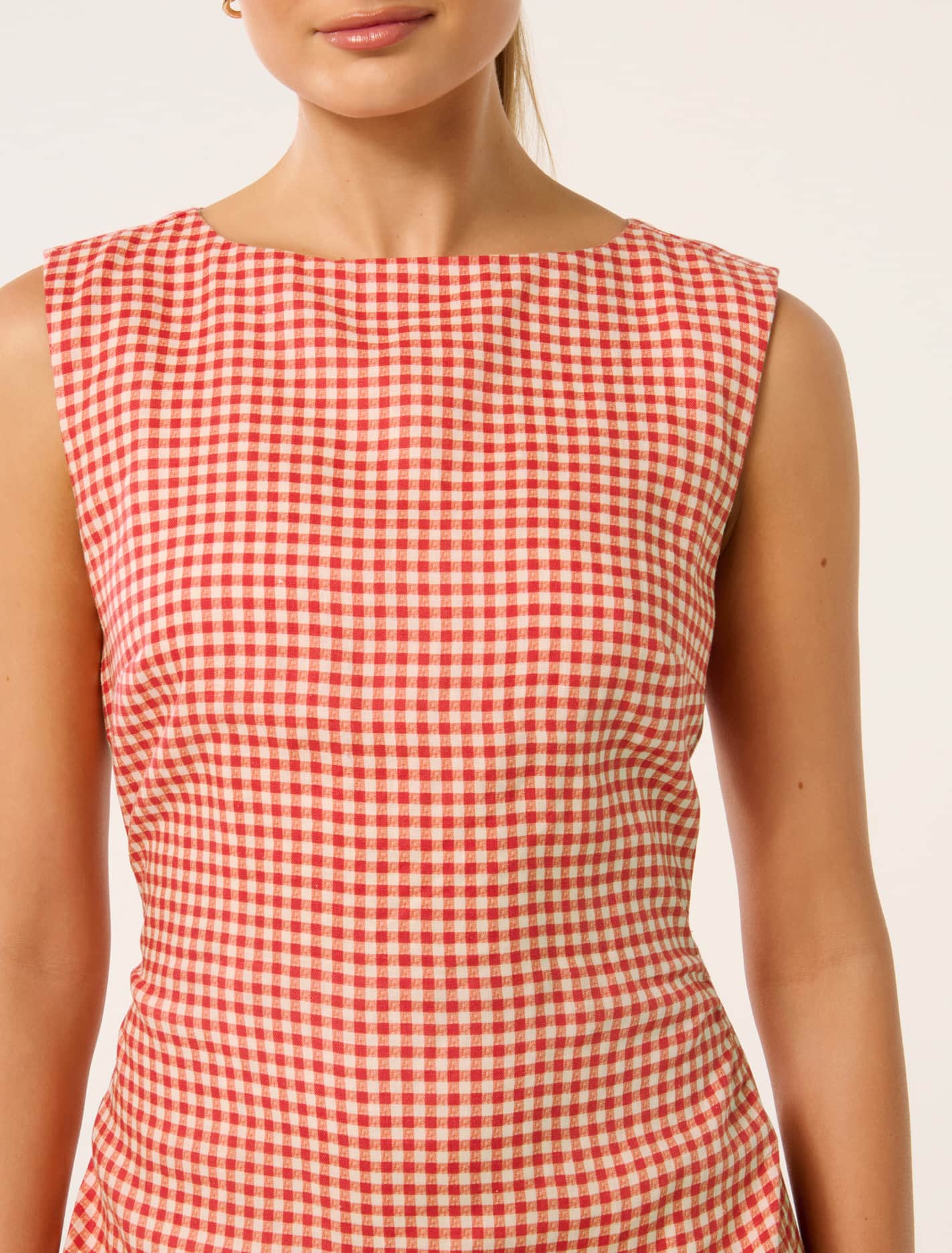 Arianna Linen Mini Dress Cherry Check