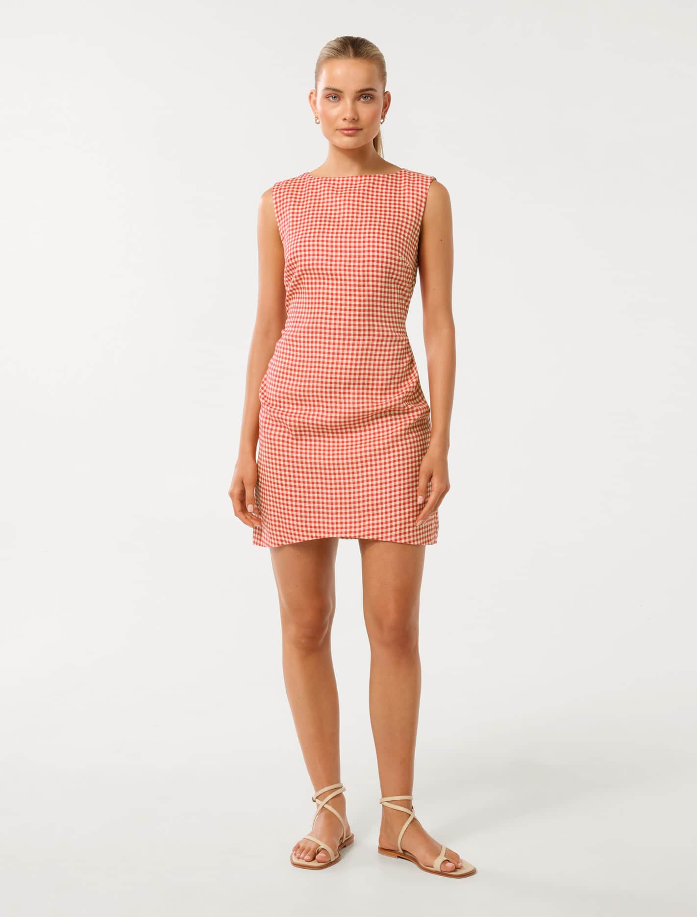Arianna Linen Mini Dress Cherry Check