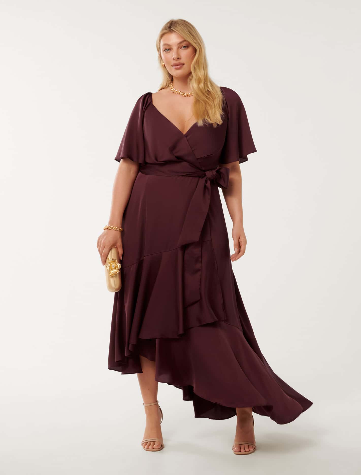 Abbie Curve Asym Wrap Midi Imperial Port