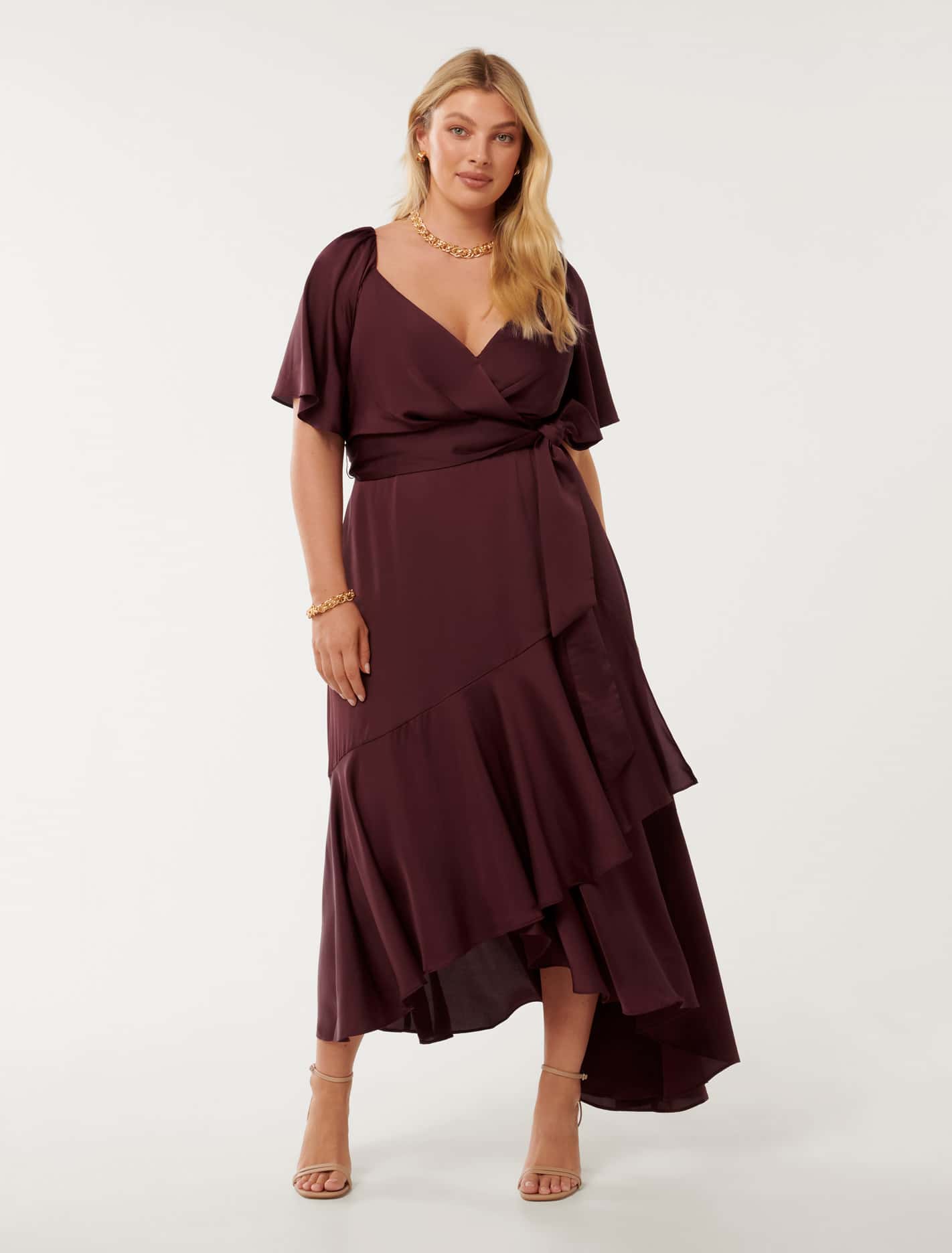 Abbie Curve Asym Wrap Midi Imperial Port