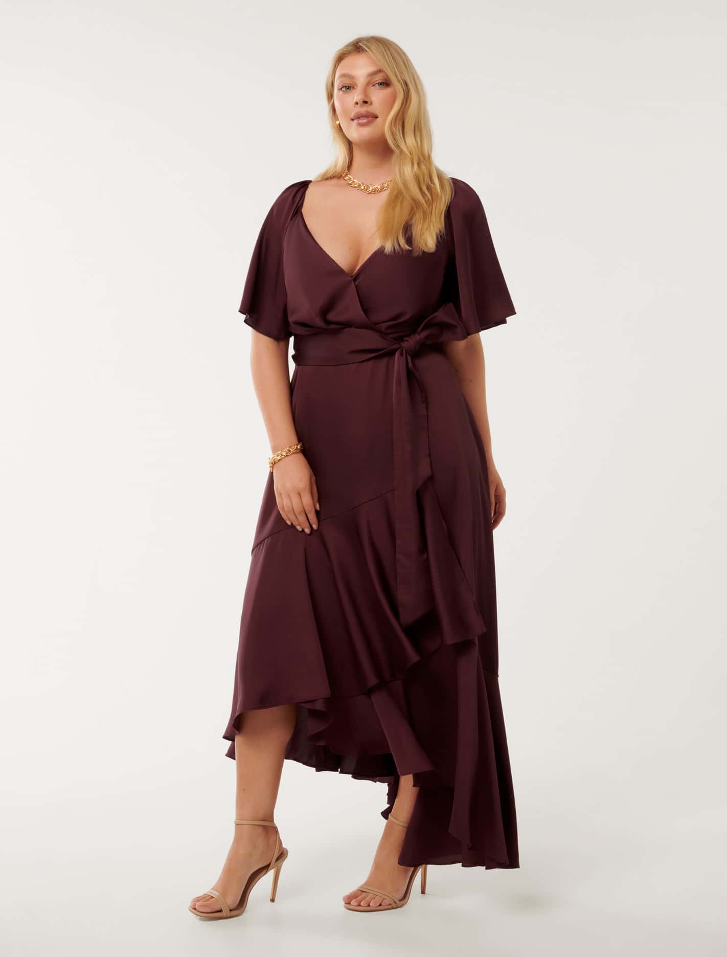 Abbie Curve Asym Wrap Midi Imperial Port