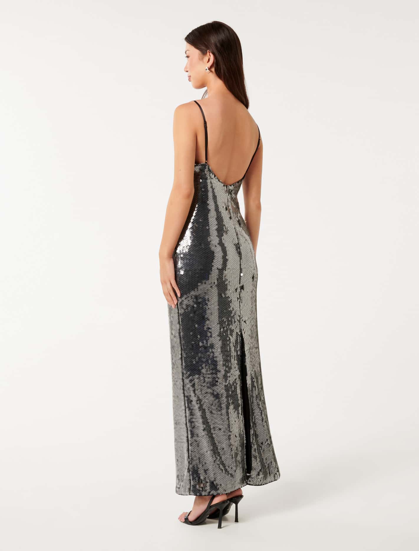Corey Sequin Slip Dress Slate Grey