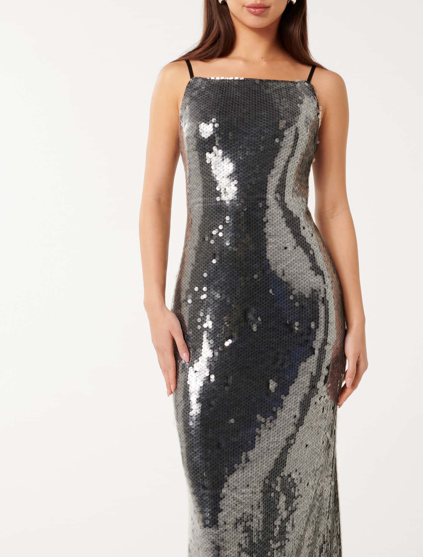 Corey Sequin Slip Dress Slate Grey