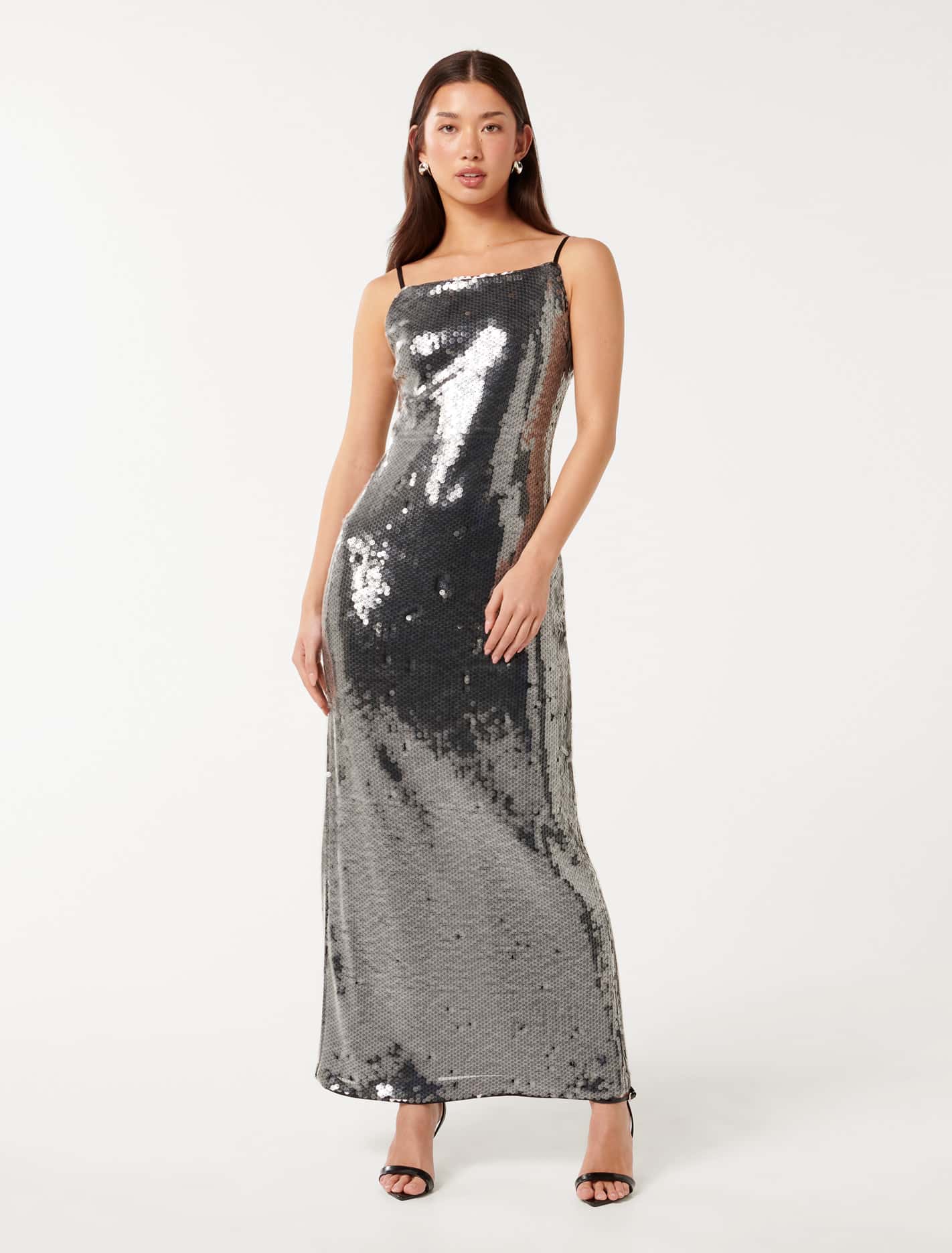 Corey Sequin Slip Dress Slate Grey