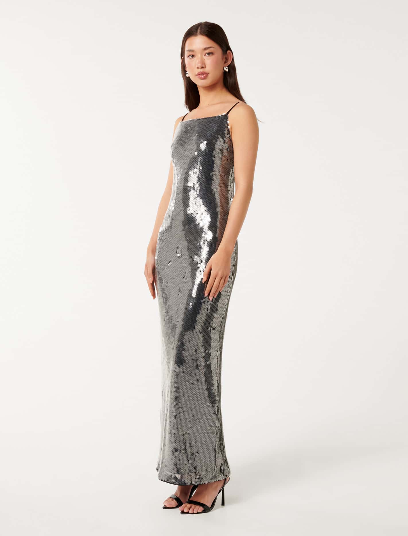 Corey Sequin Slip Dress Slate Grey