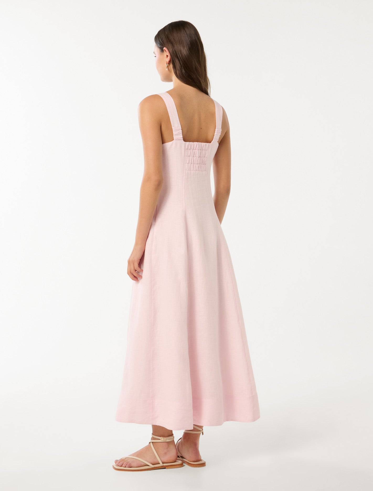 Bronte Linen Zip Detail Midi Pink Marshmallow