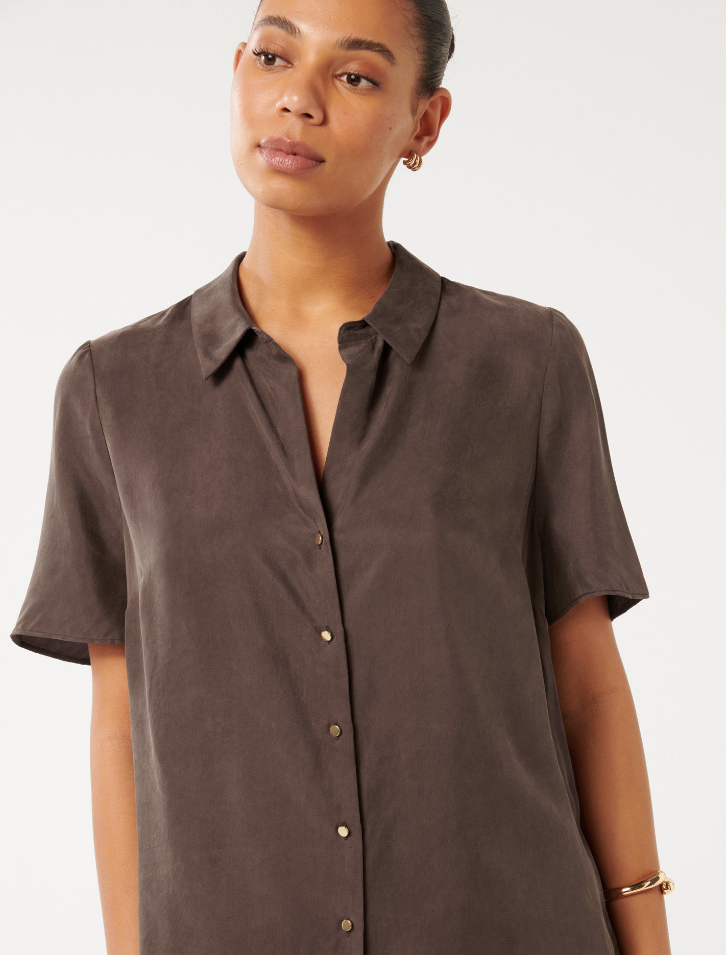 Betsy Cupro Shirt Chocolate Co-ord