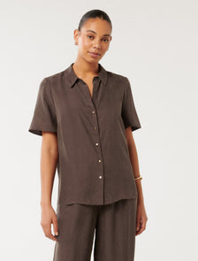 Betsy Cupro Shirt Chocolate Co-ord