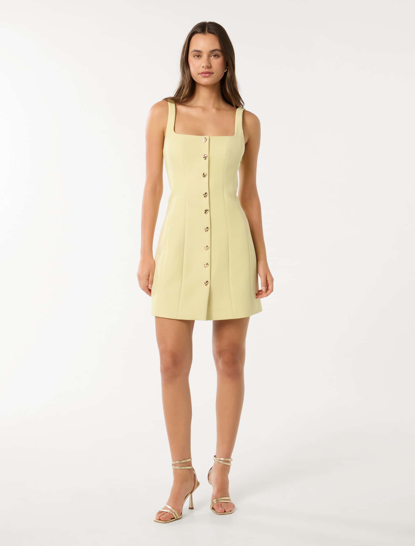 Penny Button Down Mini Dress Pastel Yellow
