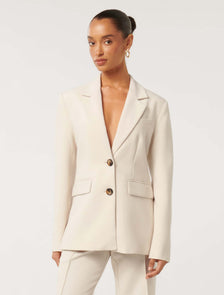 Clarette Petite Nipped Waist Blazer Macadamia Suit