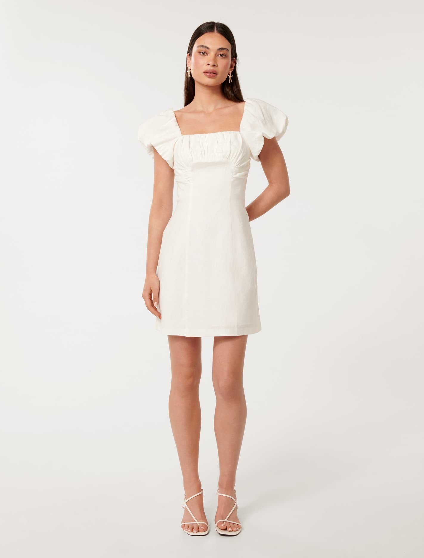 Aspen Ruched Mini Dress Porcelain