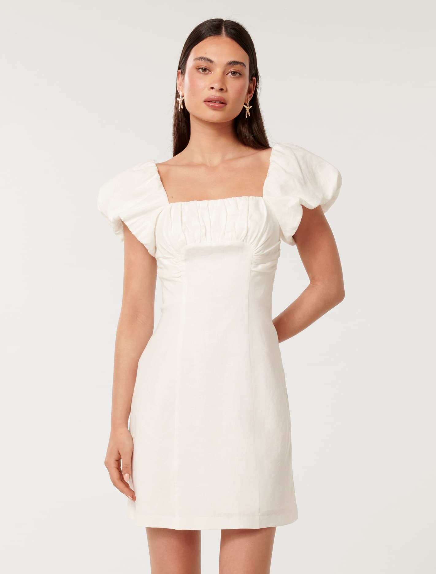 Aspen Ruched Mini Dress Porcelain