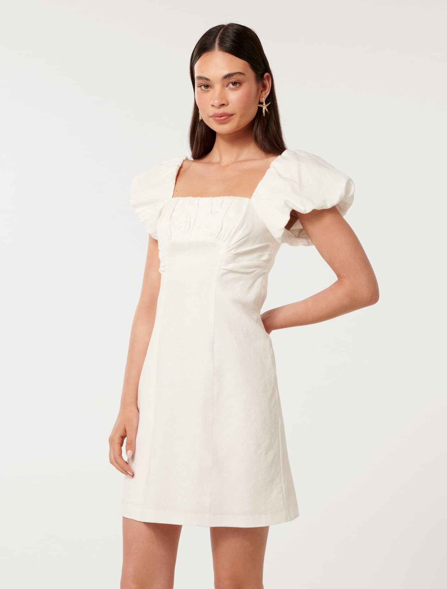Aspen Ruched Mini Dress Porcelain