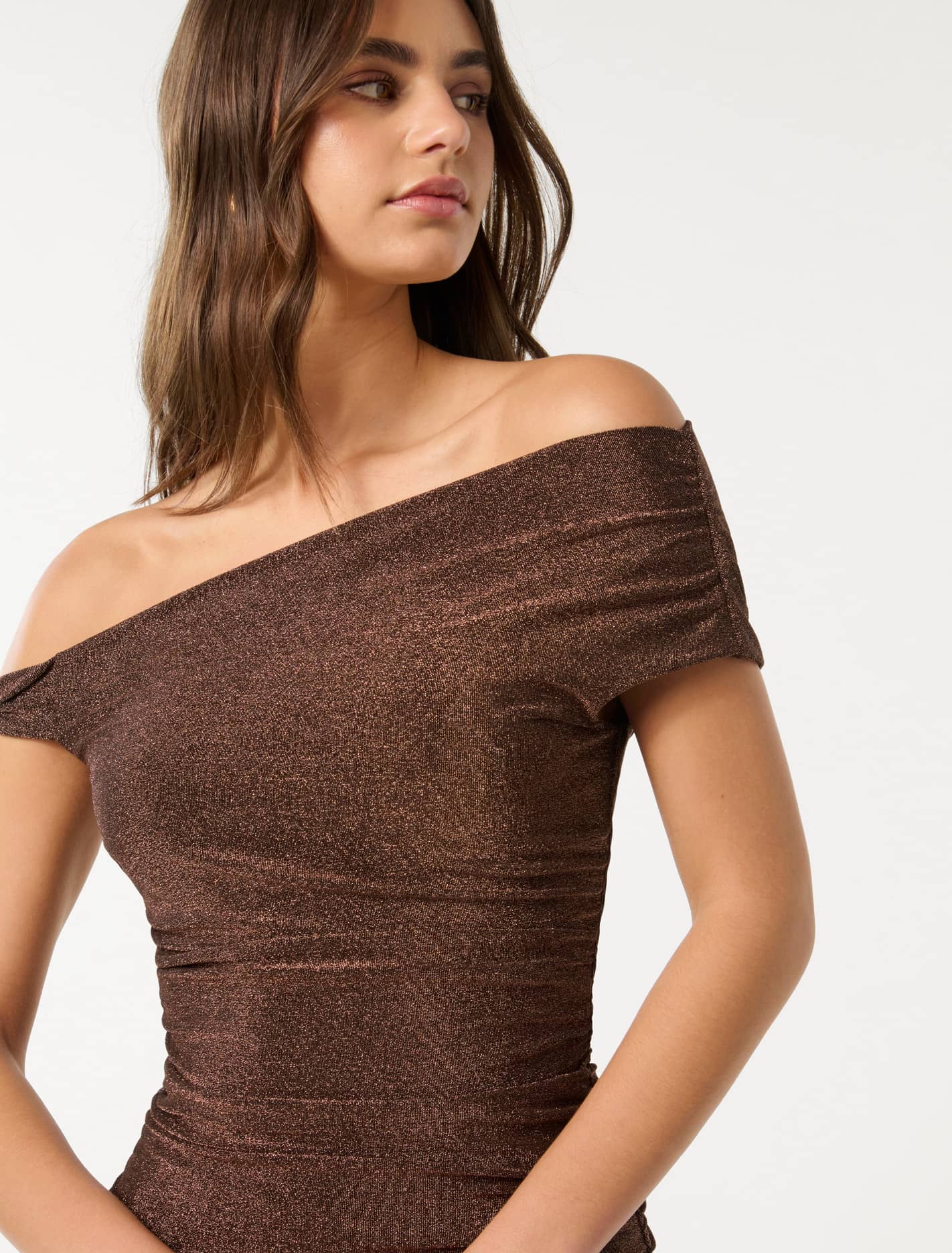Mia Twist Shoulder Top Bronze