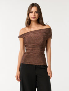 Mia Twist Shoulder Top Bronze