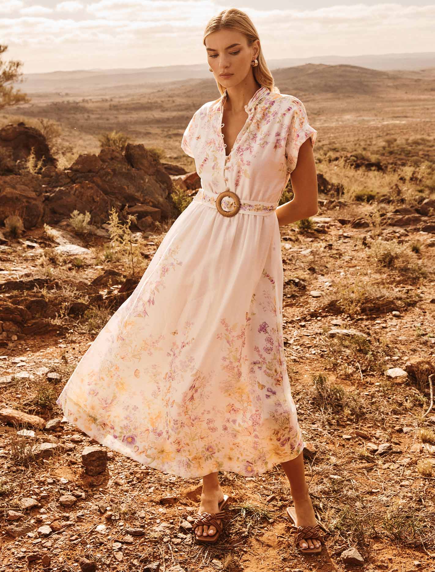 Mollie Printed Midi Dress Lilac Oxley Floral