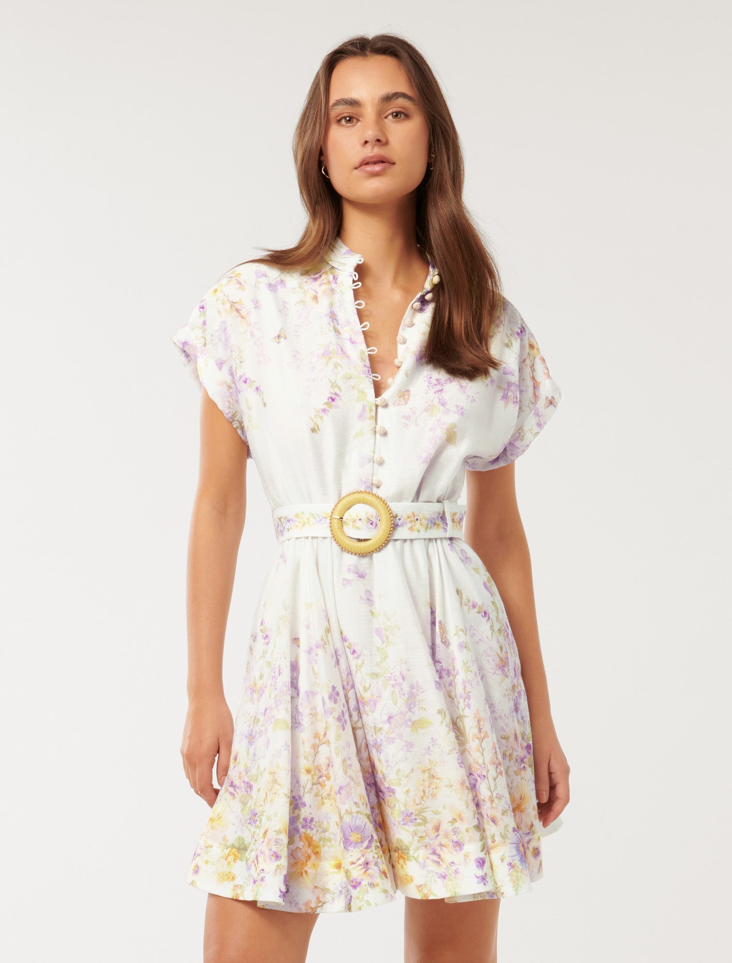 Anne-Marie Printed Skater Mini Lilac Oxley Floral