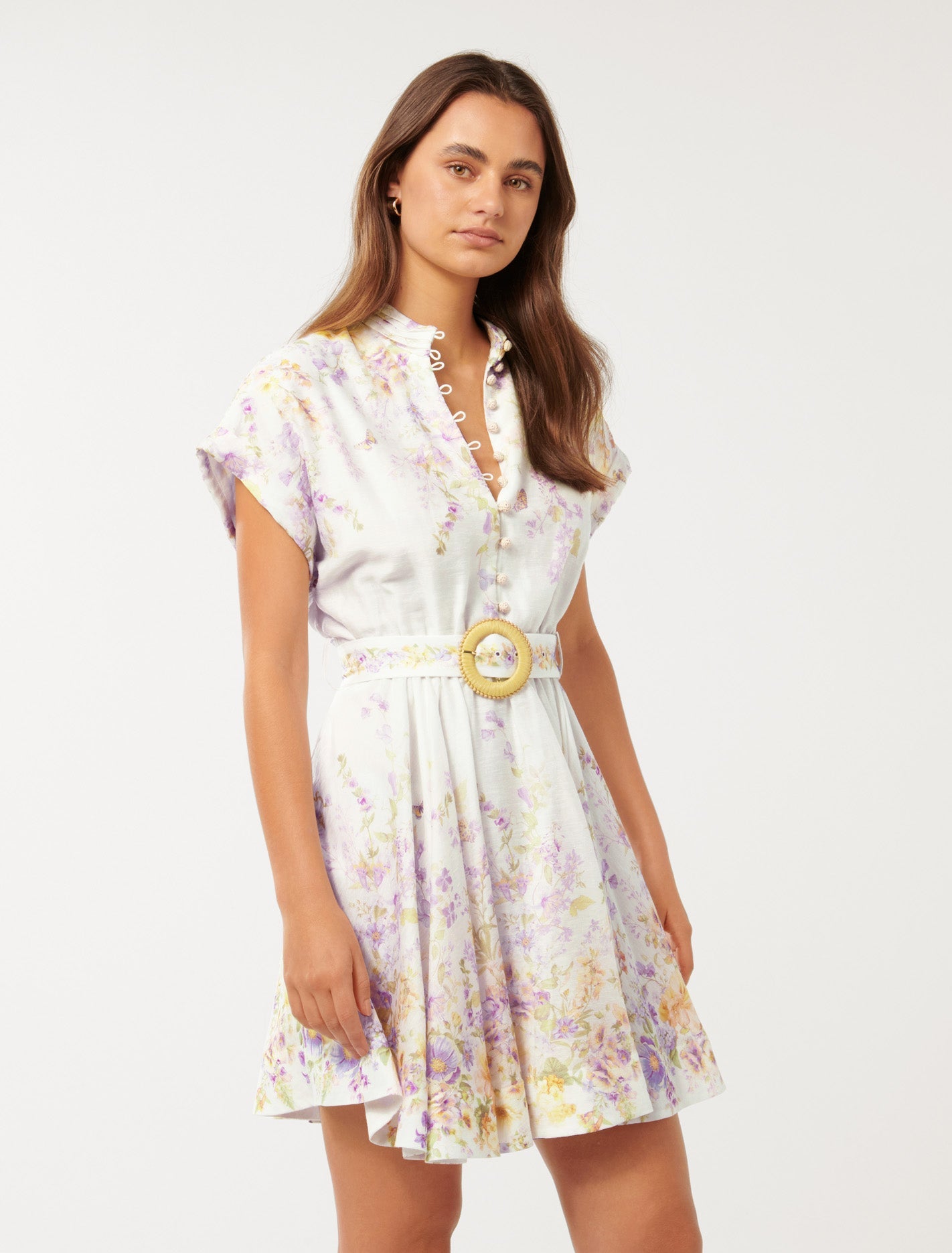 Anne-Marie Printed Skater Mini Lilac Oxley Floral