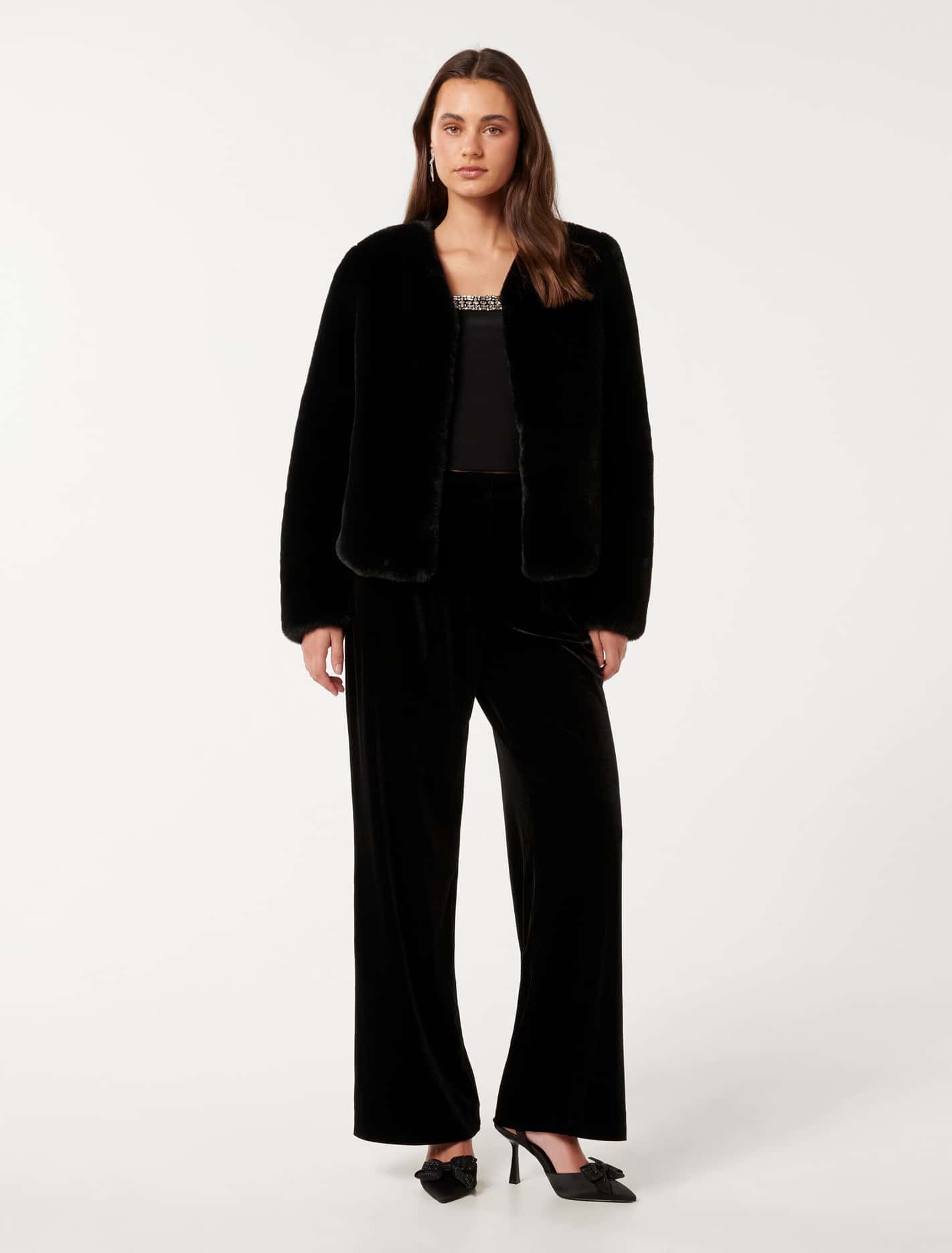 Lana Faux Fur Coat Black