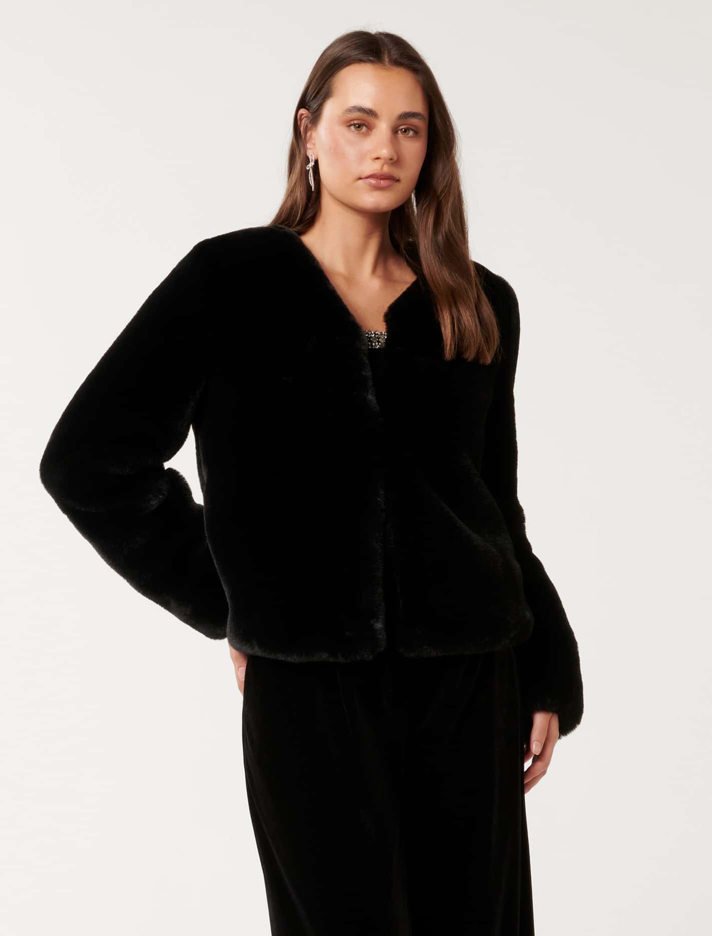 Lana Faux Fur Coat Black