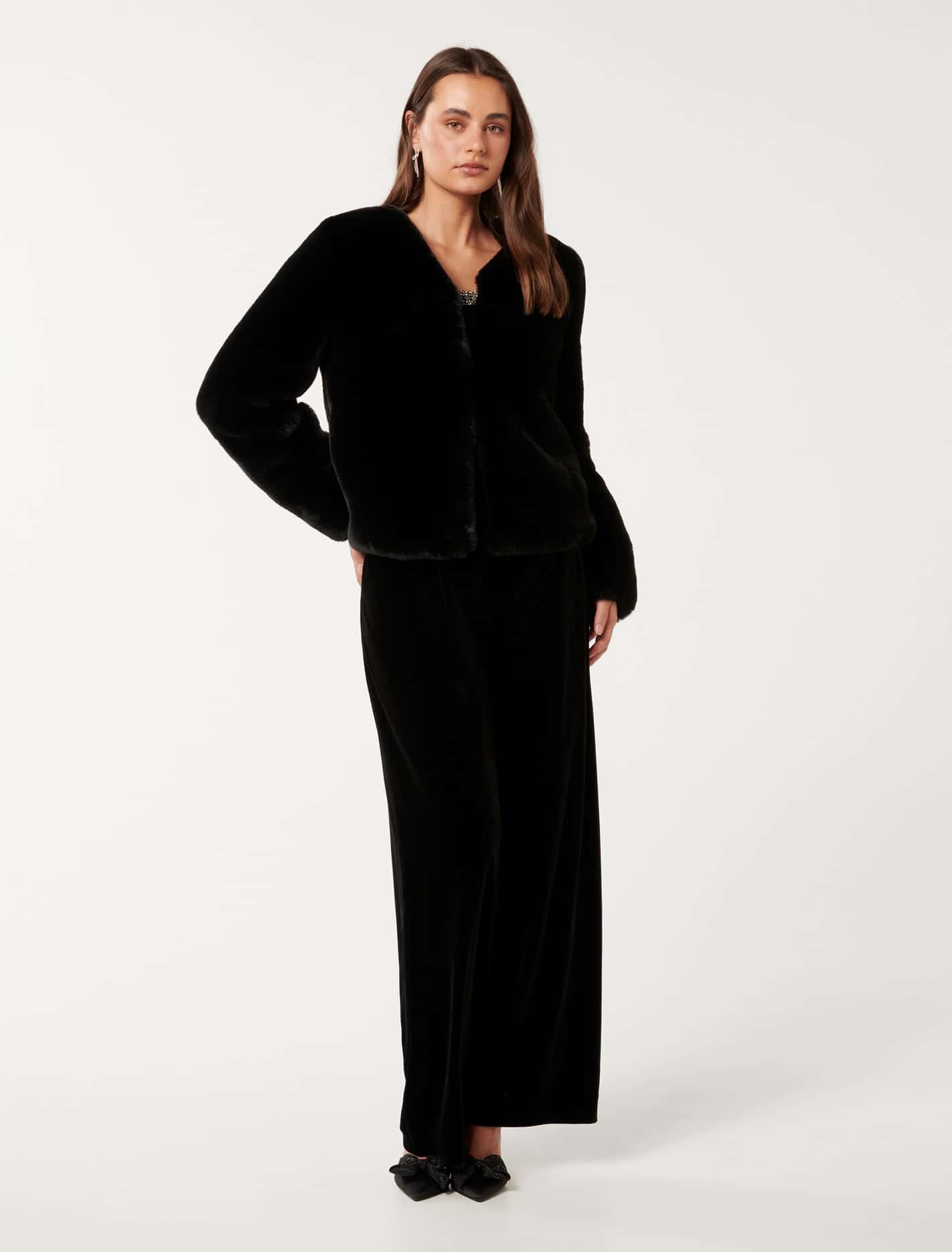 Lana Faux Fur Coat Black