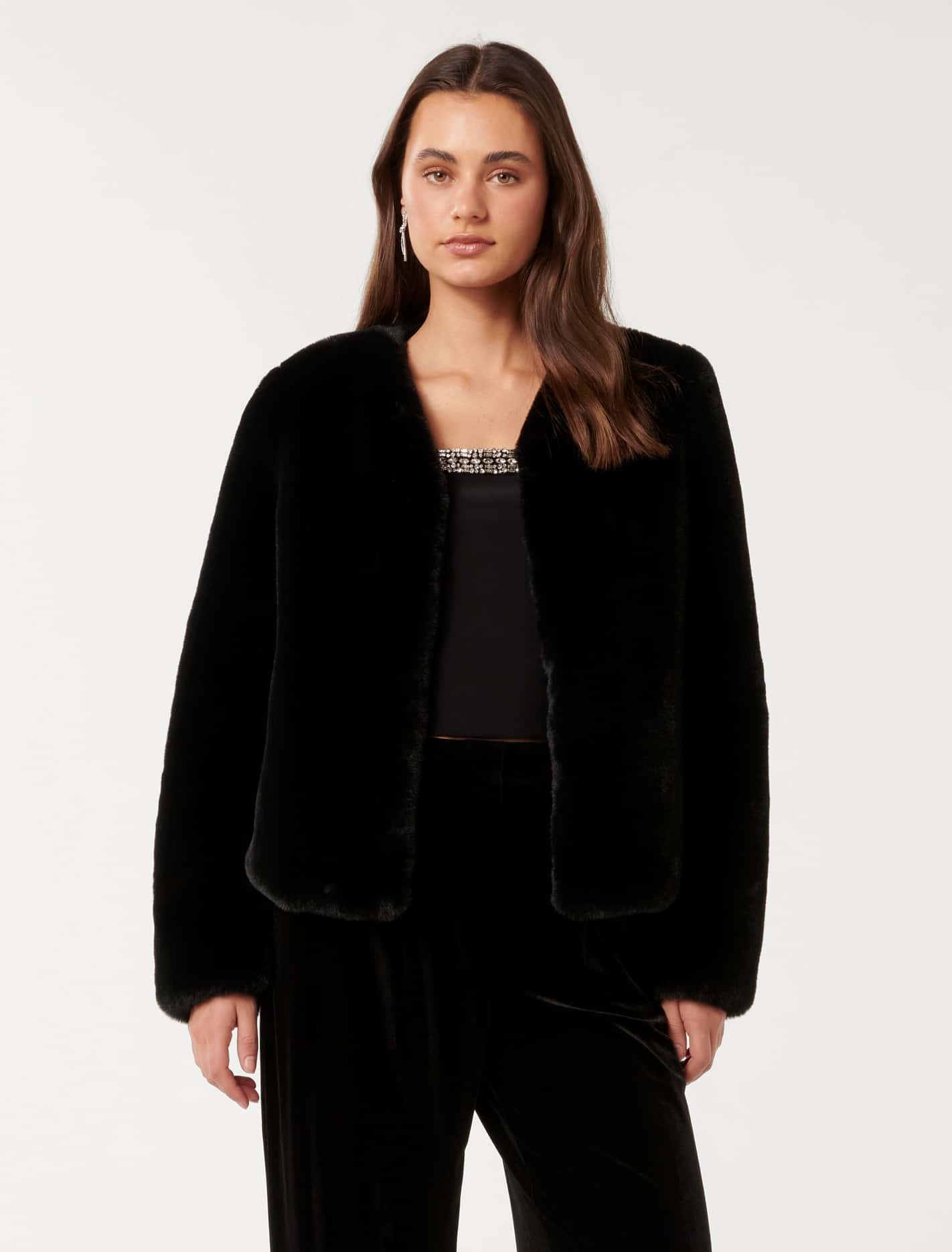 Lana Faux Fur Coat Black