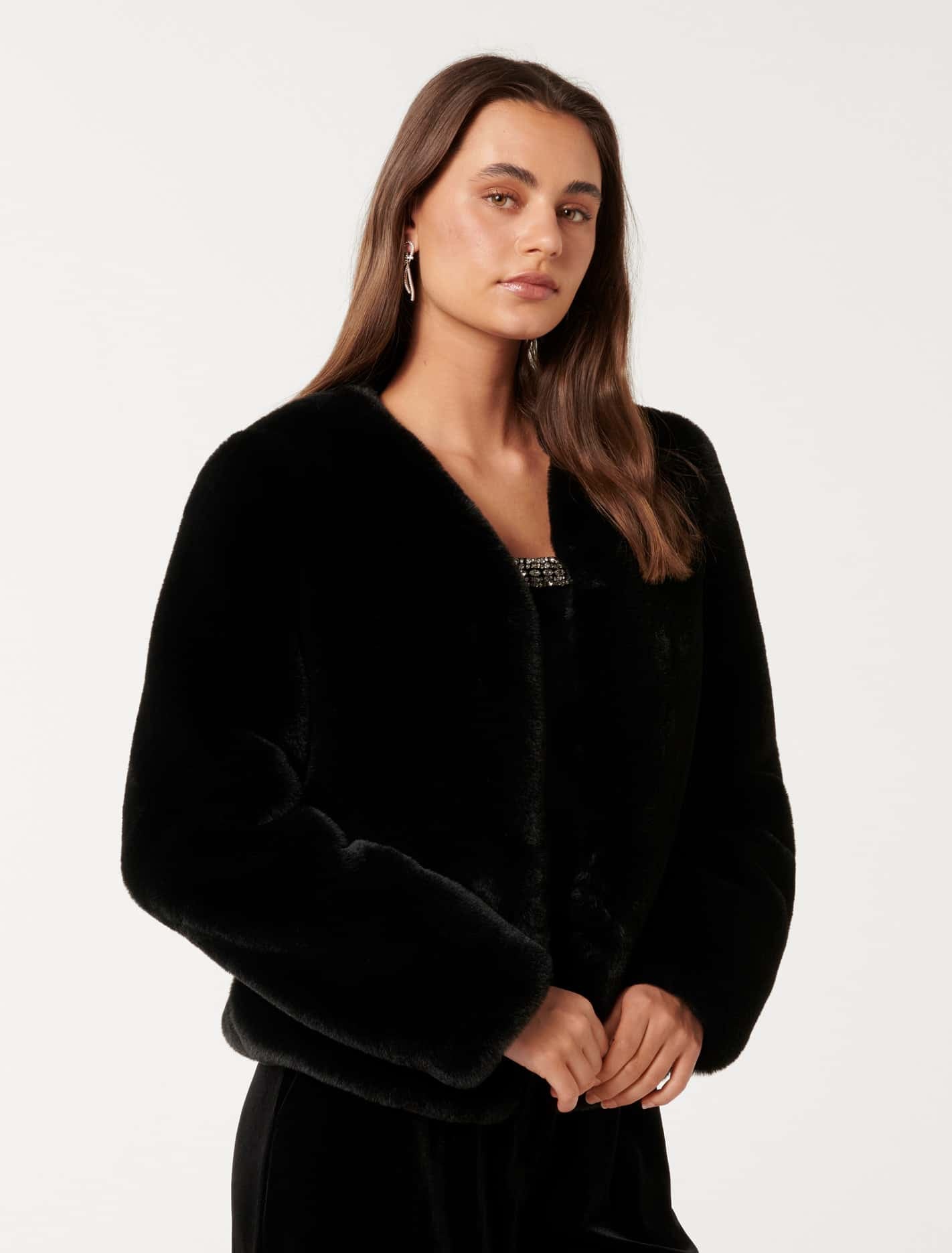 Lana Faux Fur Coat Black