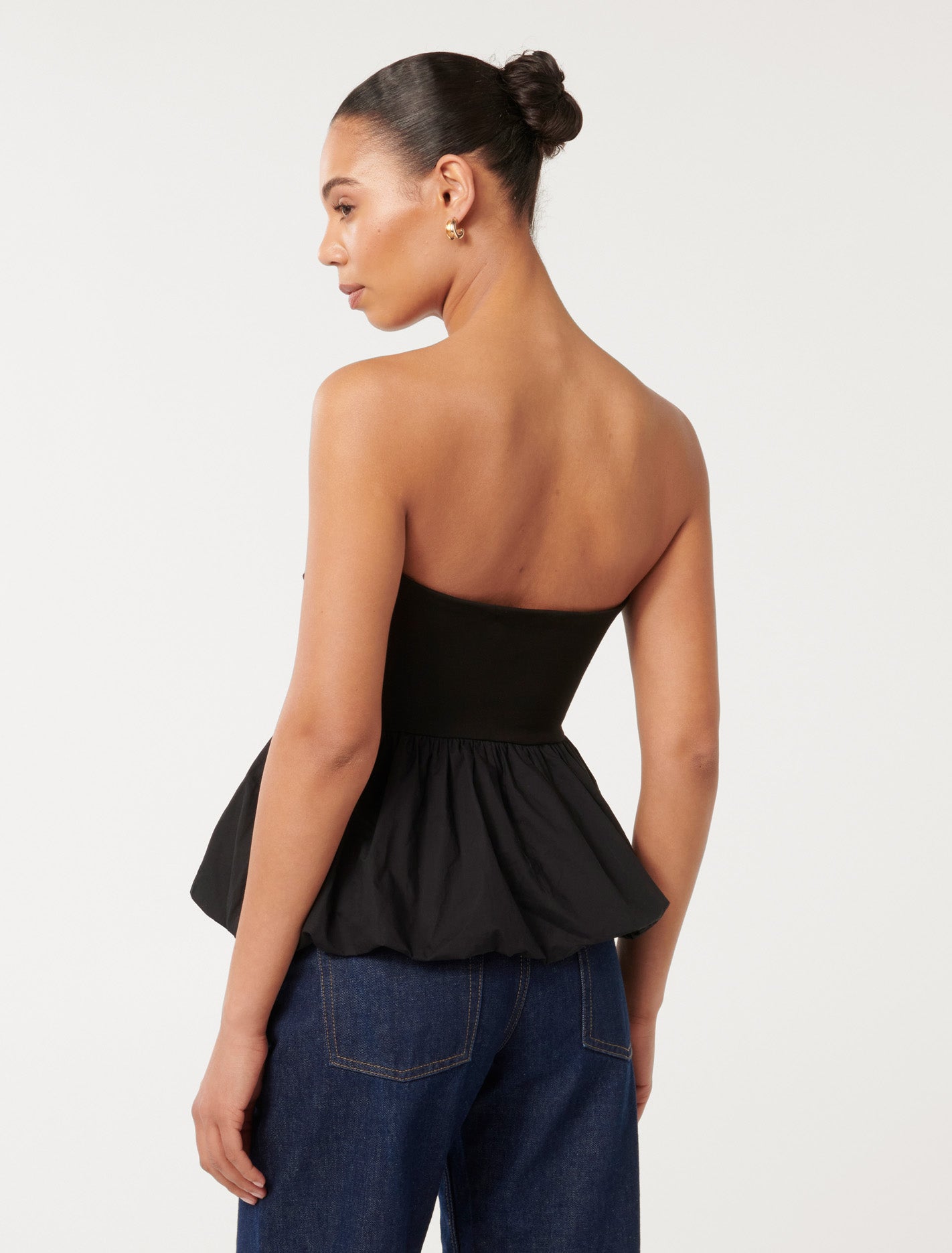 Eden Bubble Hem Top Black