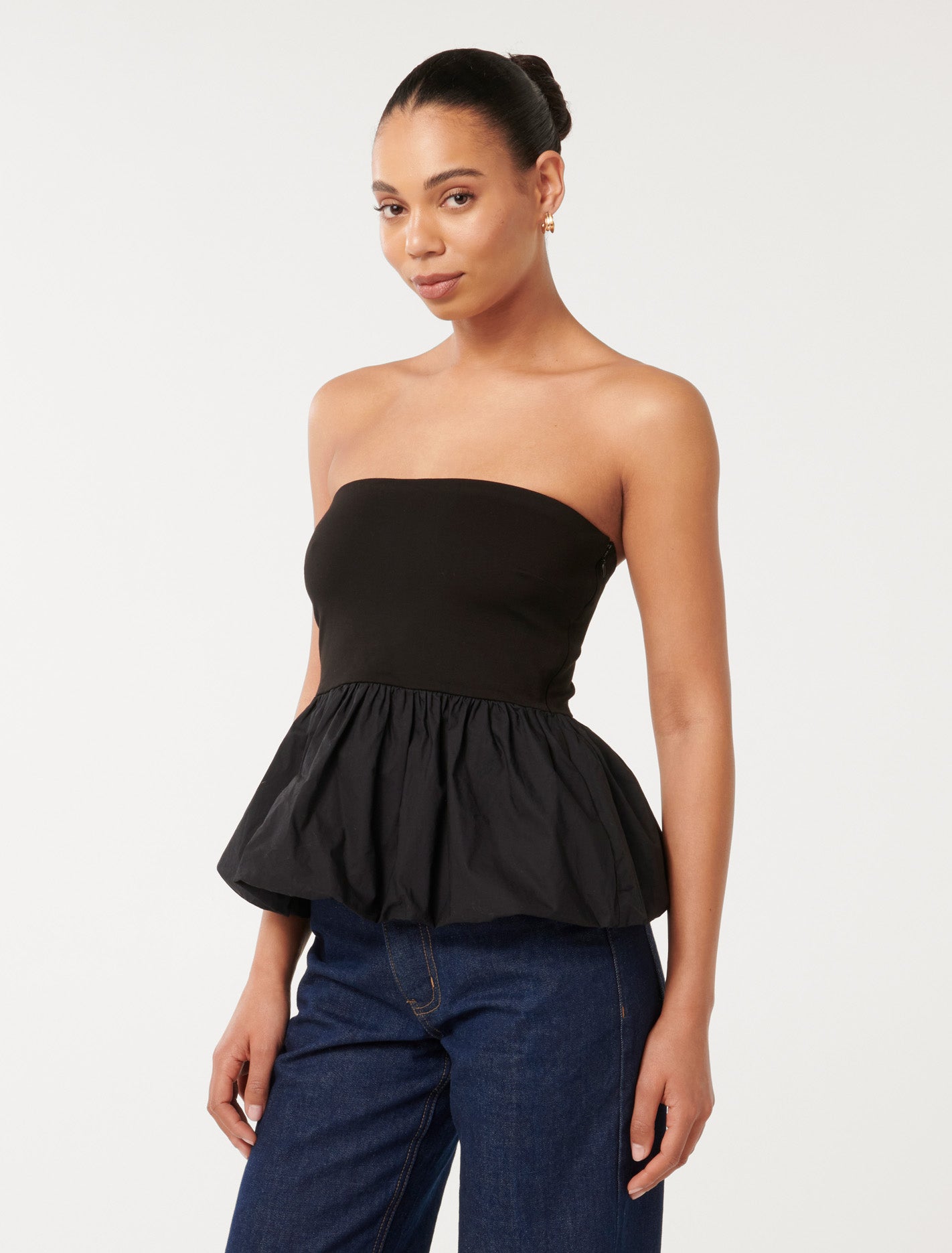 Eden Bubble Hem Top Black