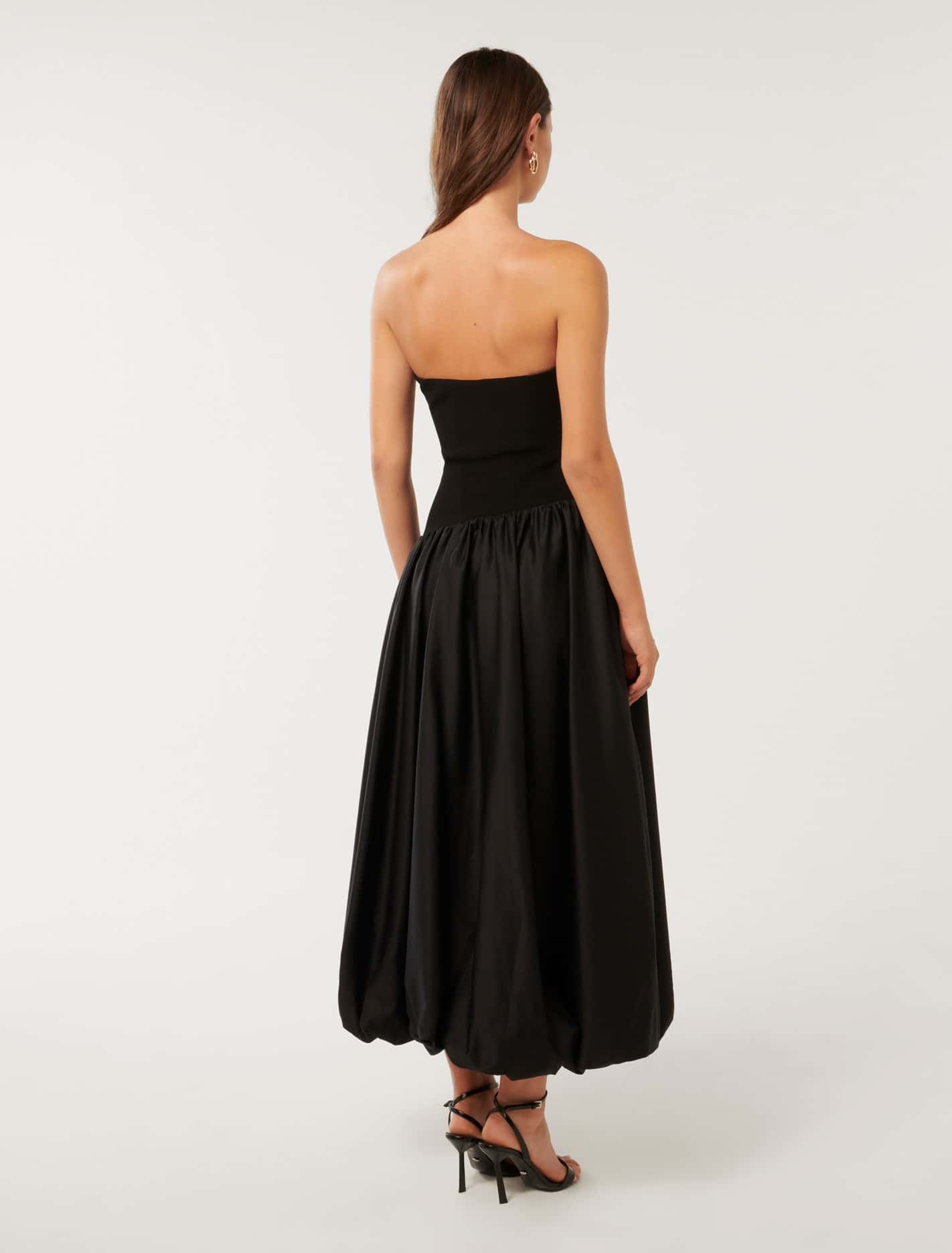 Delilah Bubble-Hem Midi Dress Black