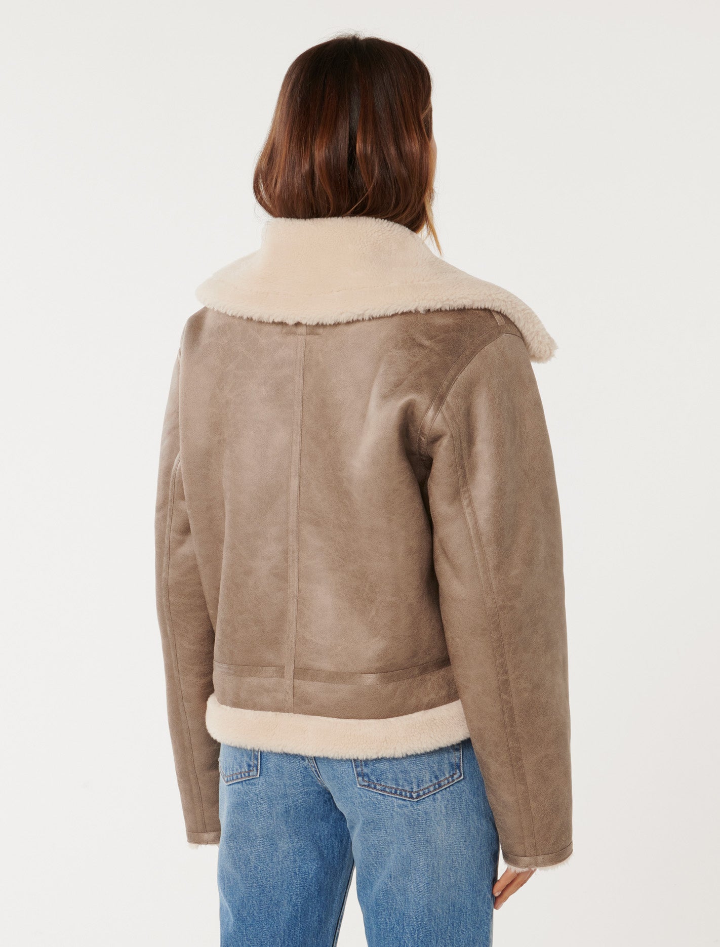 Jamie Shearling Top Collar Aviator Brown/Cream