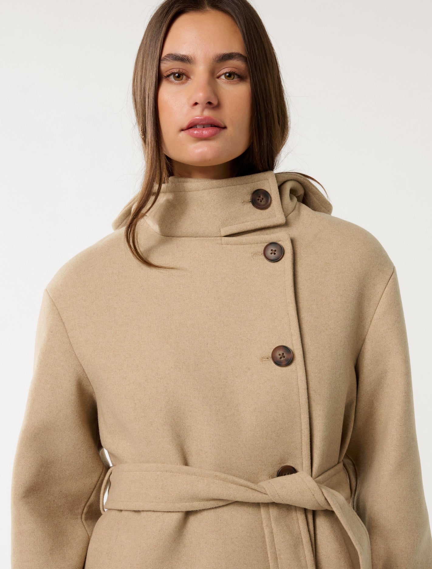 Shaylah Hooded Coat Soft Camel