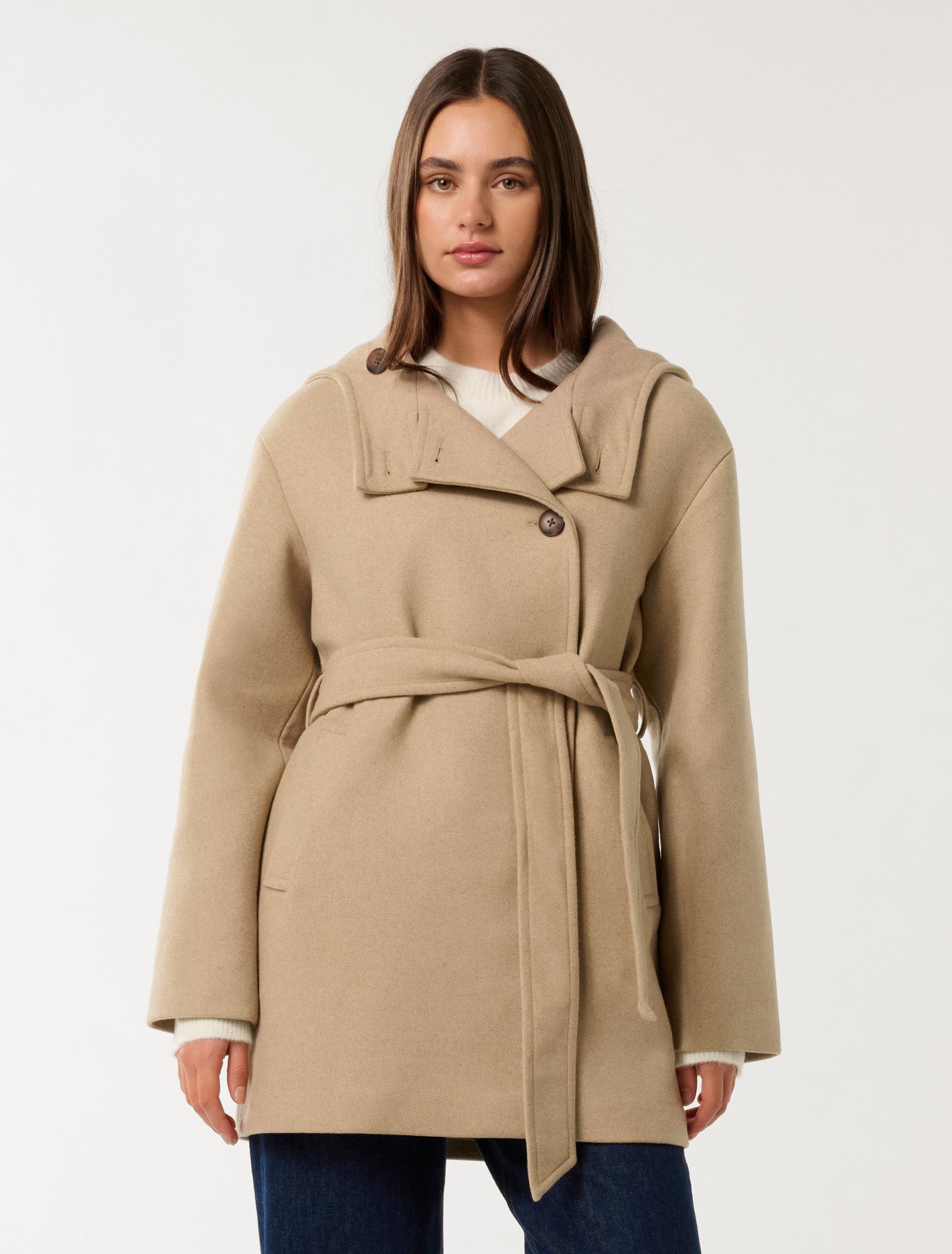 Shaylah Hooded Coat Soft Camel