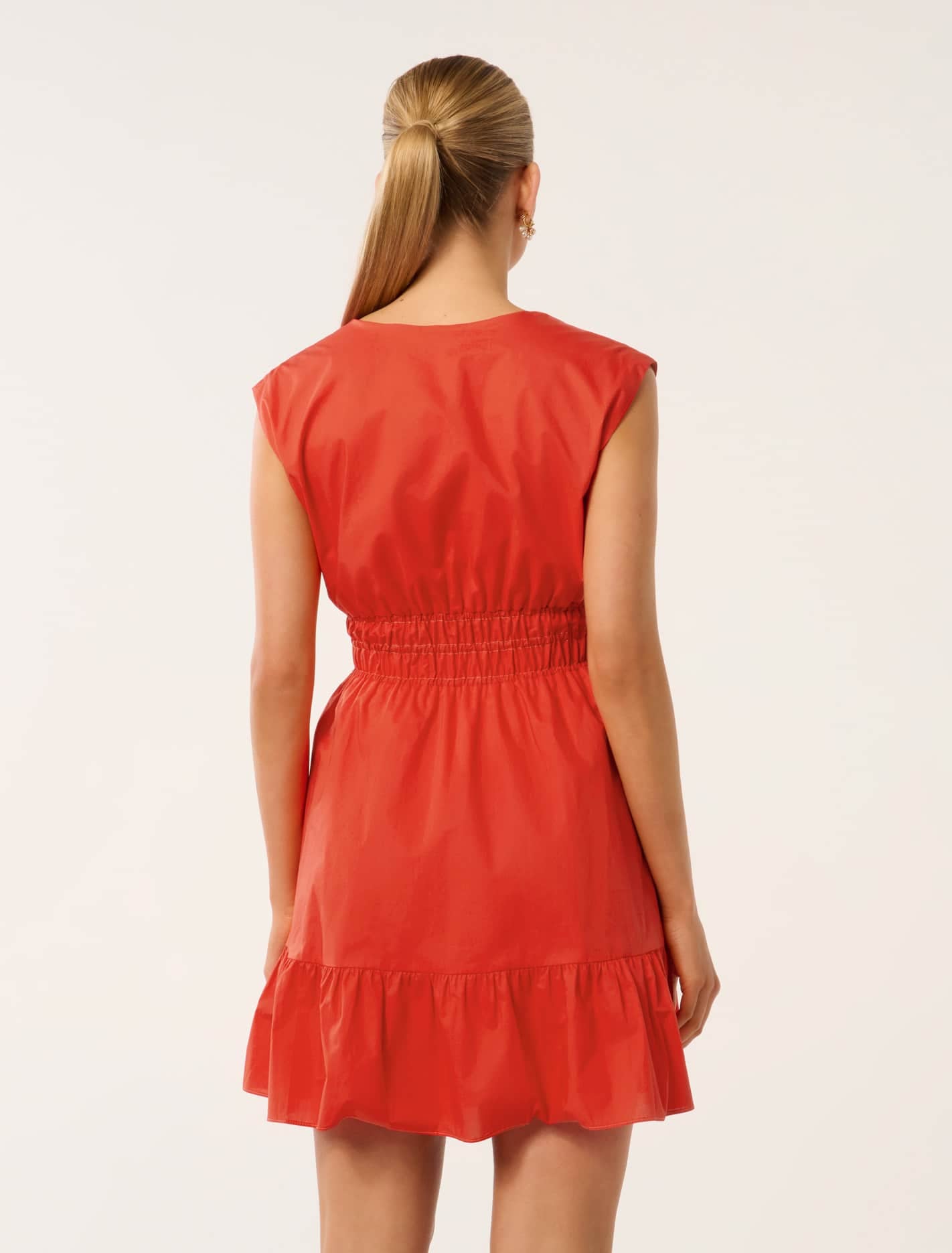 Alby Bow-Detail Mini Dress Flame Scarlet
