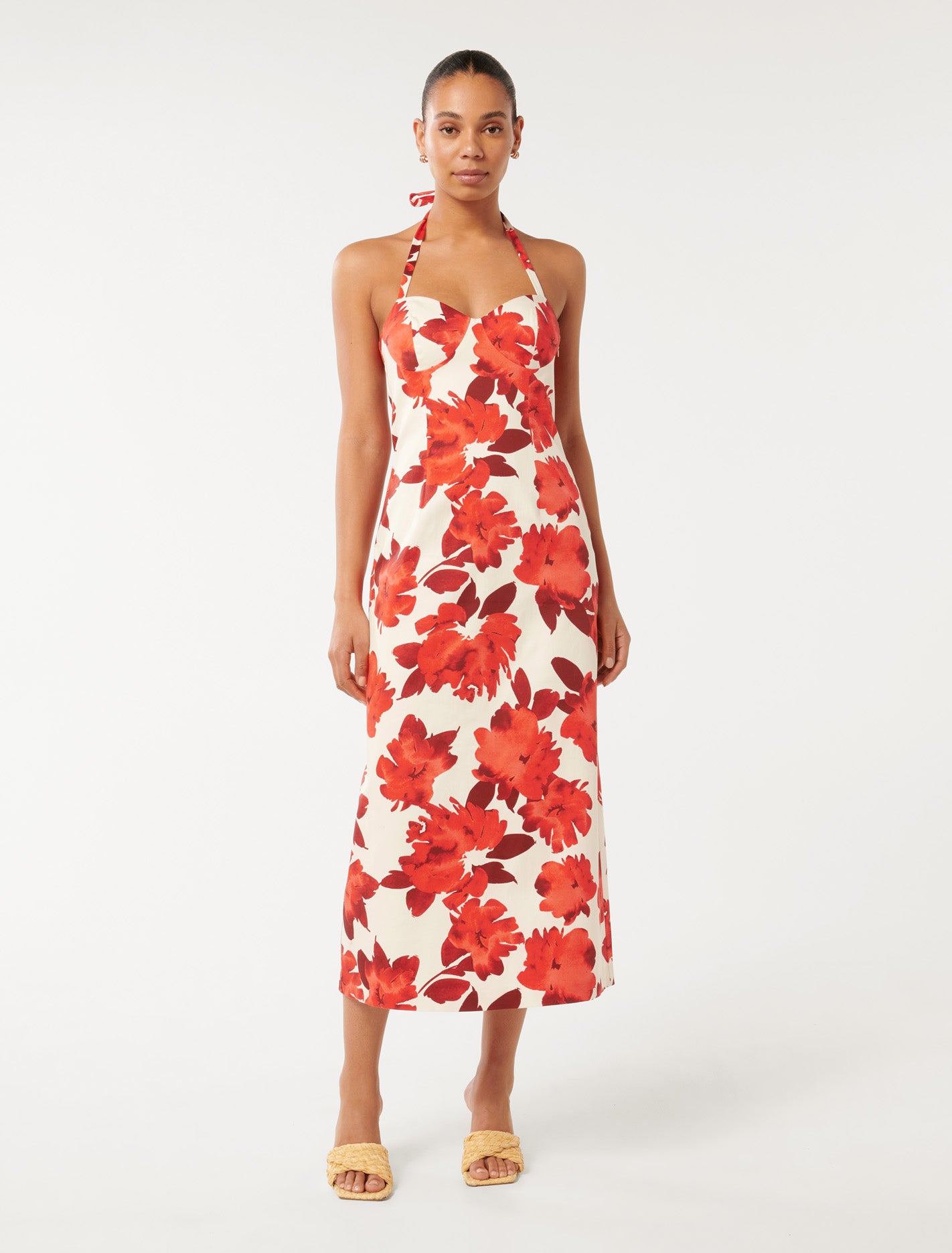 Ariel Halter Midi Dress Devi Floral