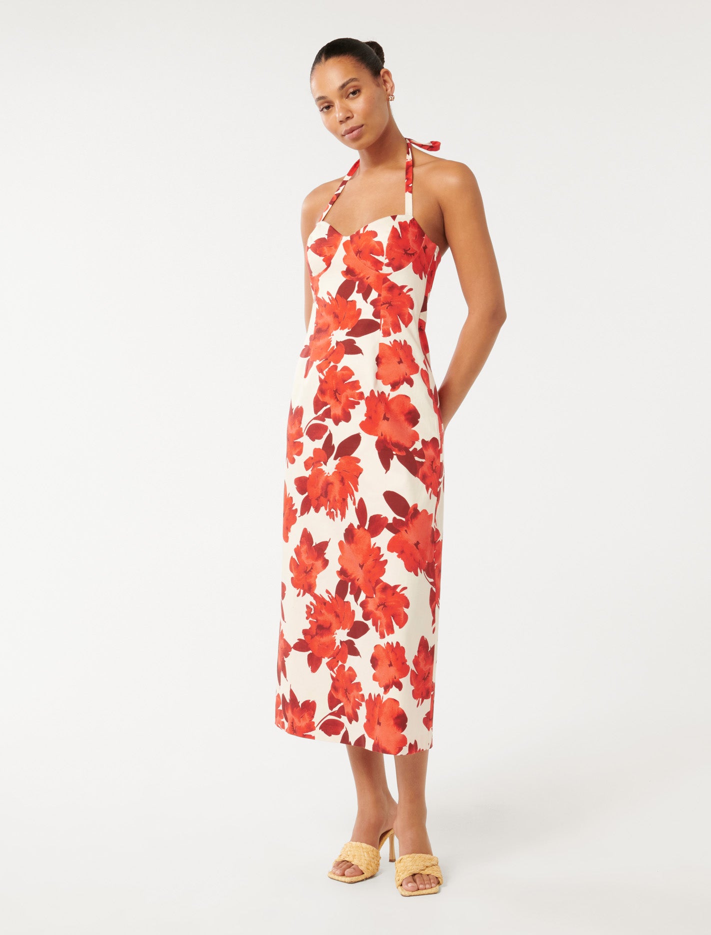 Ariel Halter Midi Dress Devi Floral