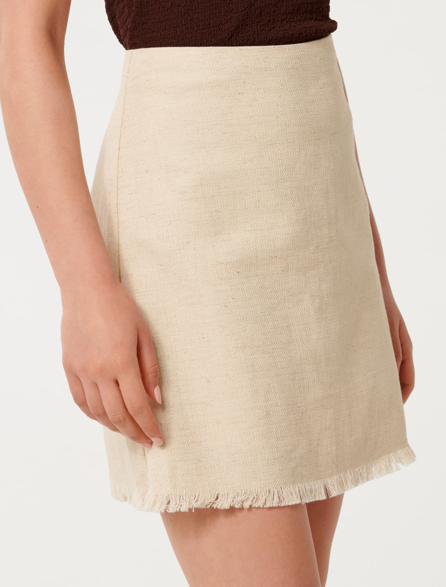 Kora Fringed Edge Mini Skirt Neutral Co-ord