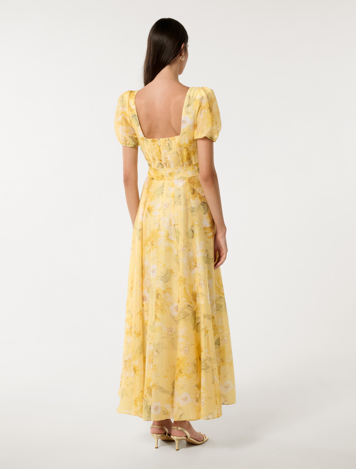 Marigold Panel Midi Dress Gold Layla Botanical