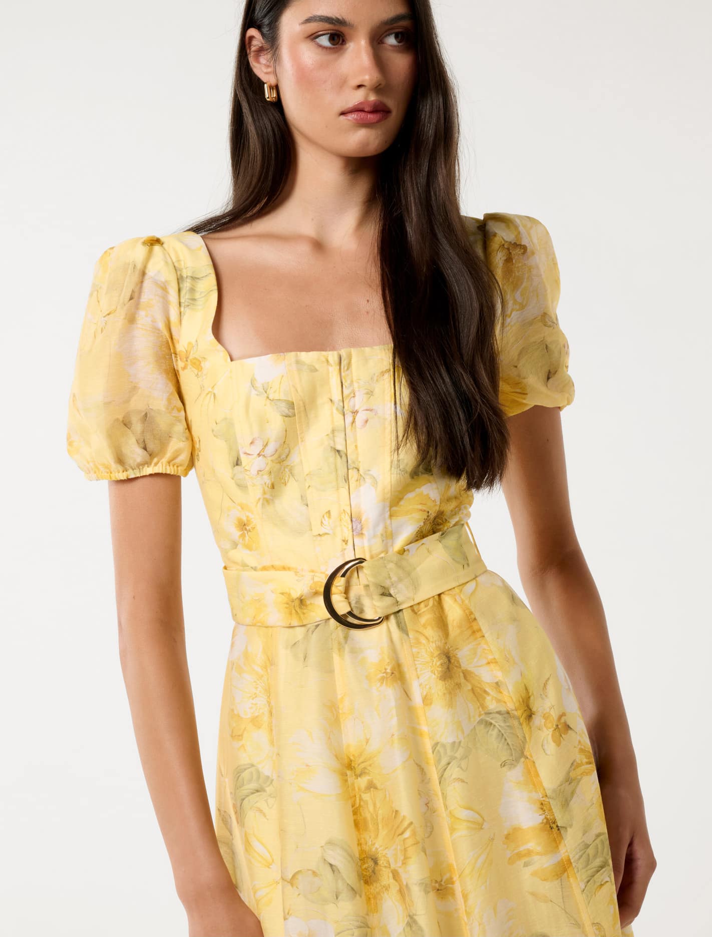 Marigold Panel Midi Dress Gold Layla Botanical