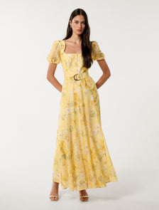 Marigold Panel Midi Dress Gold Layla Botanical