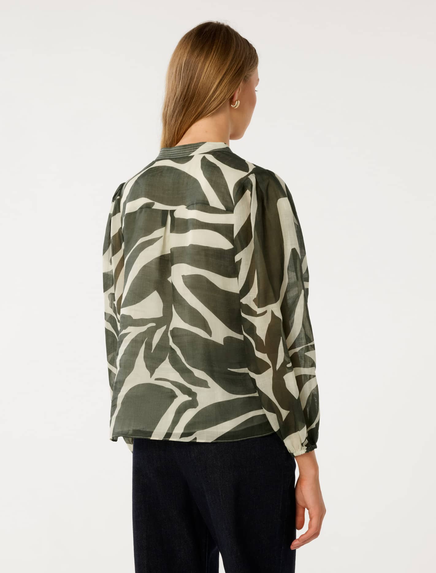 Adaline Ramie Blouse Olive Drew Abstract