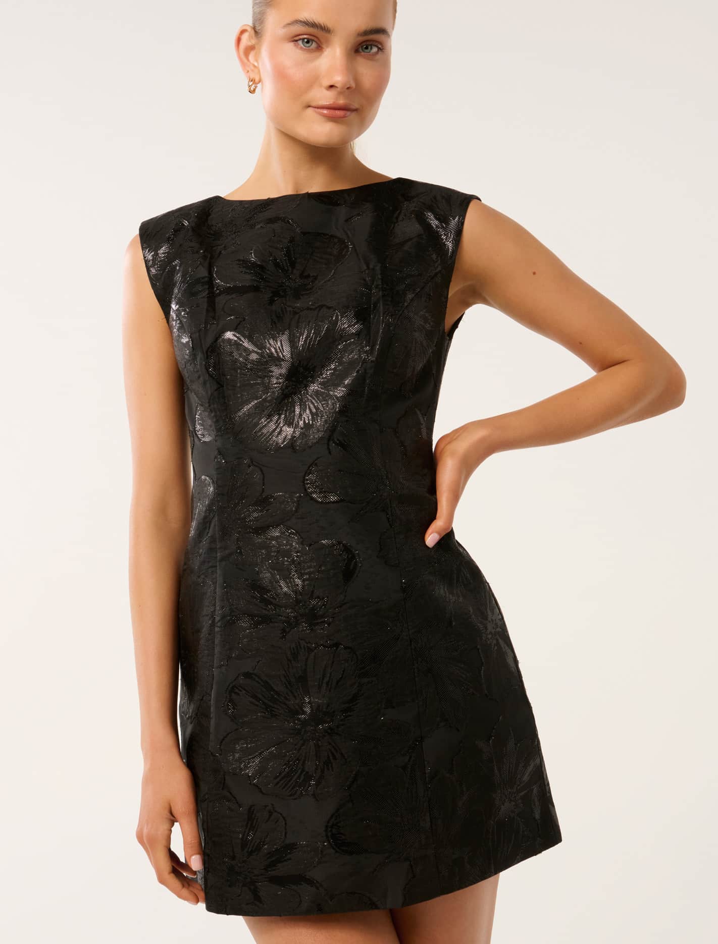 Evan Jacquard Mini Dress Black